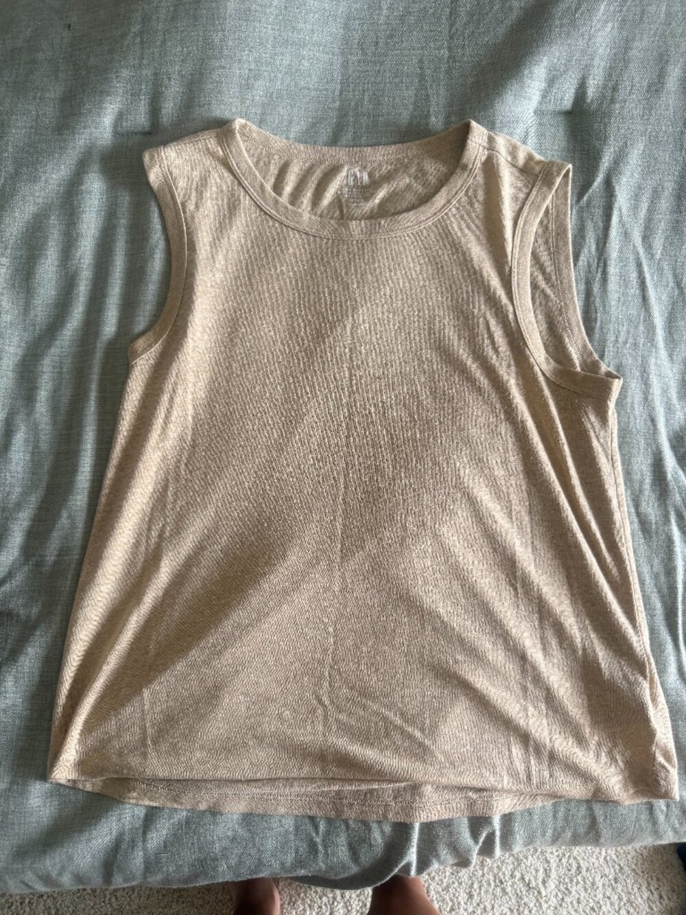 GAP Linen Blend Muscle Tank - Oatmeal/Tan